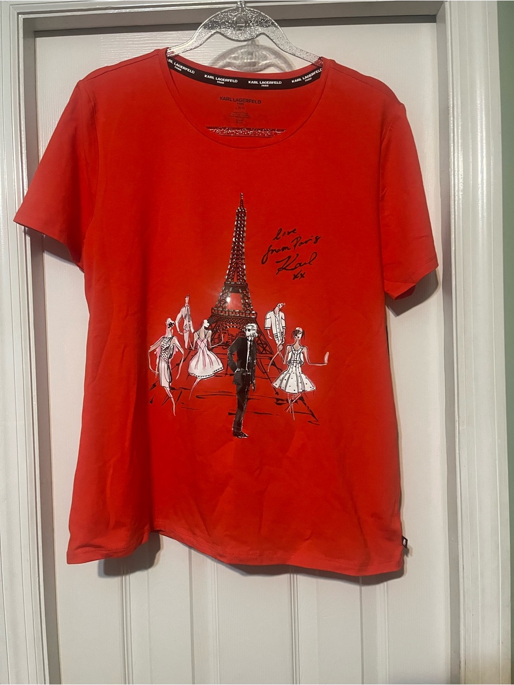 Karl Lagerfeld Bright Red Paris Graphic Short Sleeve Tee